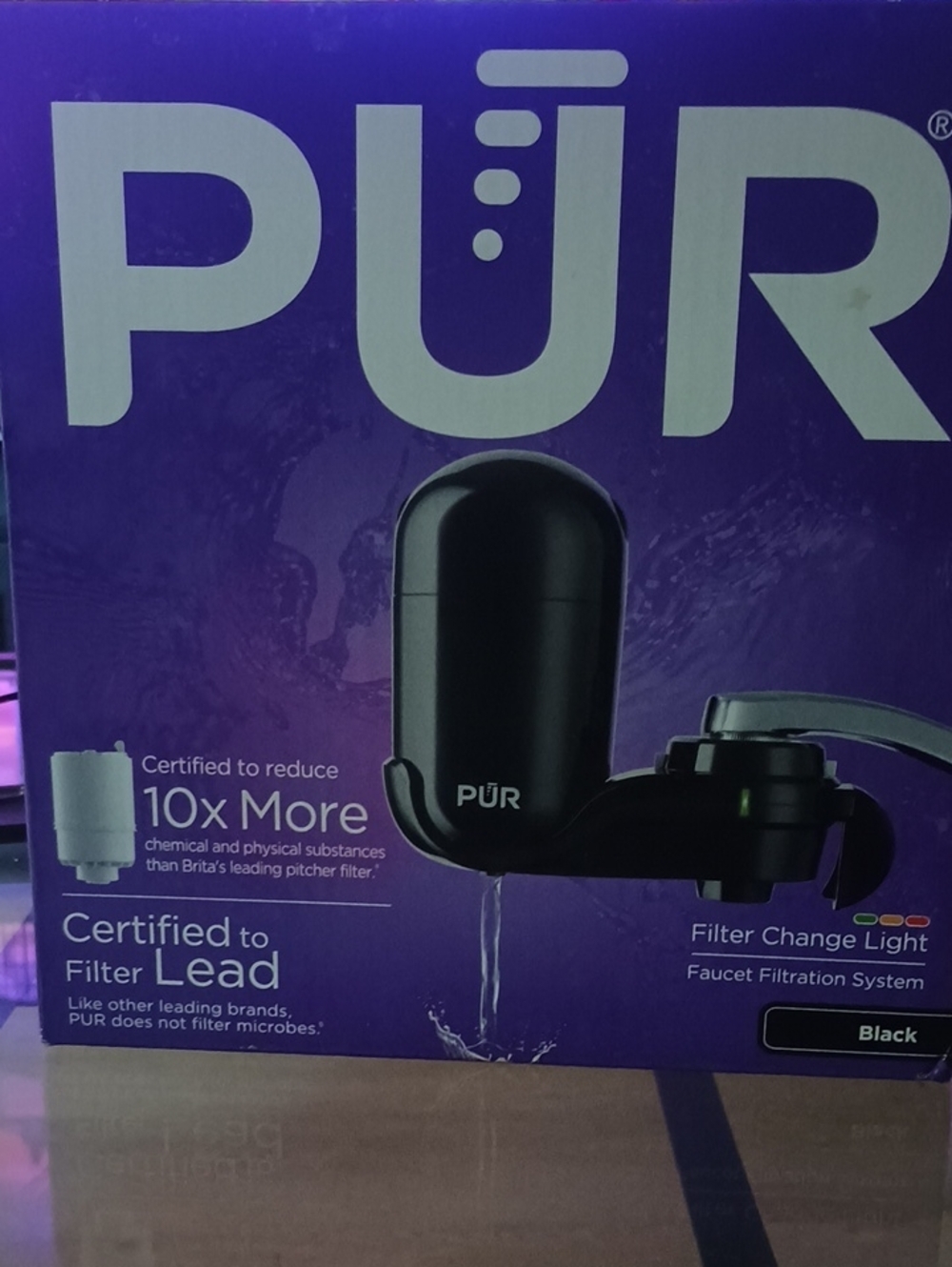 PUR Faucet-Mounted Water Filter in Black
